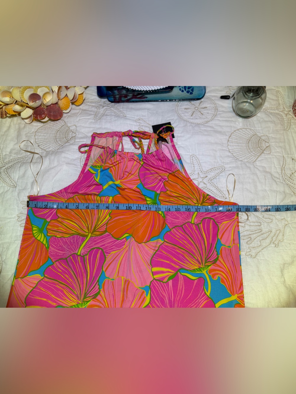 NWT Trina Turk Pink & Orange Floral Maxi Dress with Peephole Back. Size Medium - Picture 10 of 10